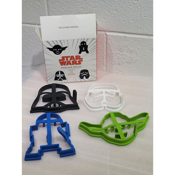 Williams Sonoma Star Wars Pancake Molds 4 Yoda R2-D2 Darth Vader Stormtrooper - Picture 2 of 5
